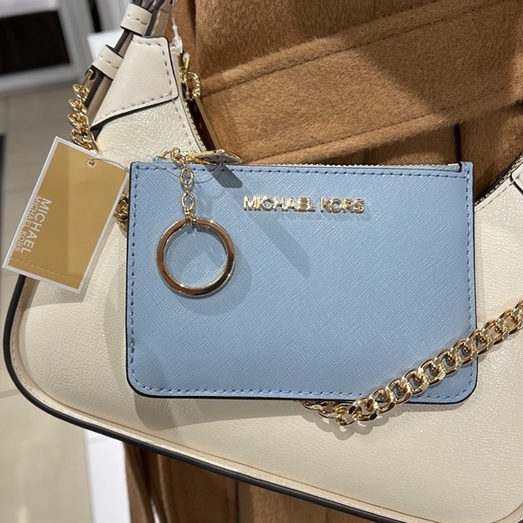 MICHAEL KORS SMALL TOP ZIP COINPOUCH WITH ID CARD CASE WALLET 
PALE BLUE 
NWT - Picture 3 of 16